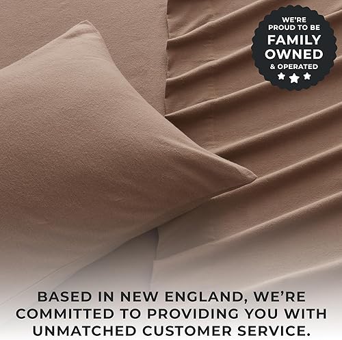 Miniatura 4 de Great Bay Home Juego de sábanas de franela de invierno de 4 piezas, 100% algodón turco, tamaño King, color gris pardo  Sábanas y fundas de almohada