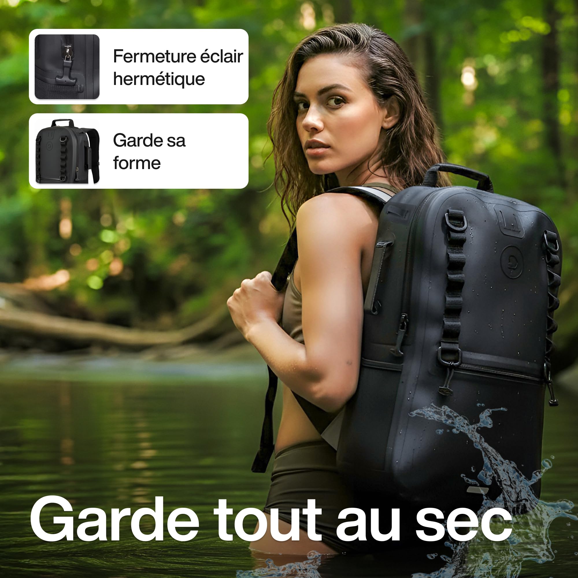 Travel Dude Sac à dos étanche 15 l - Dry Bag - Sac à dos pour homme - Sac à dos de voyage avec fermeture éclair airtight - Sac à dos de vélo étanche - Sac à dos de plage et sac de randonnée
