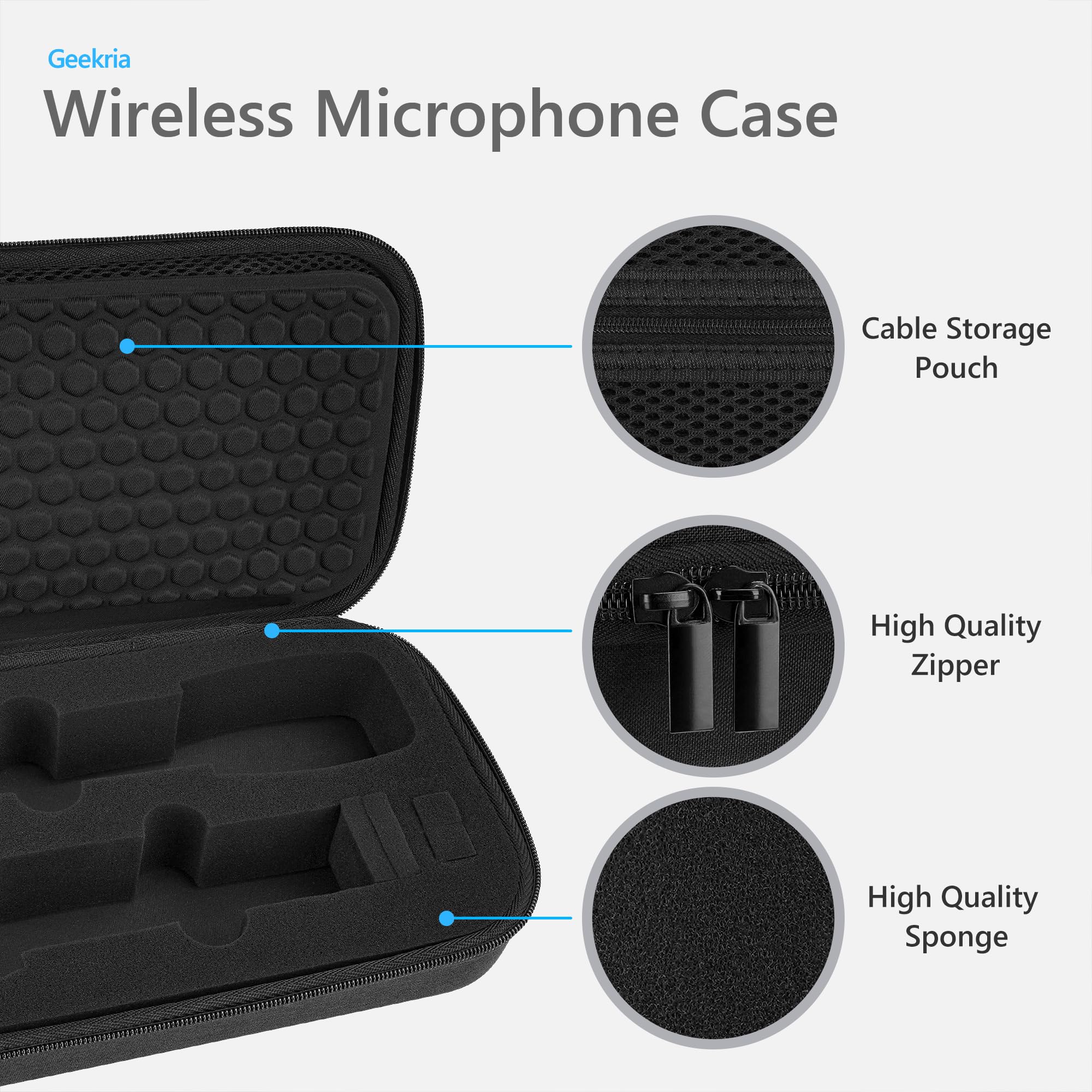Custodia microfono wireless Geekria, compatibile con JBL Wireless Two, JBL PartyBox, Bietrun, borsa protettiva doppio microfono a mano con 2 coperture (Nero)