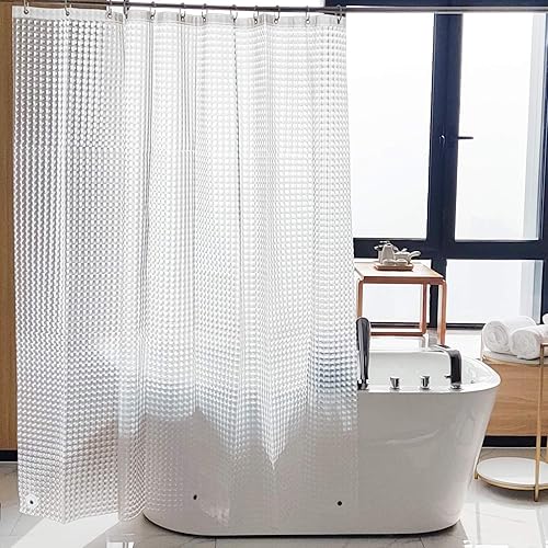 Miniatura 15 de NTBAY - Cortina de ducha de EVA transparente con efecto cubo de agua, forro repelente al agua con 3 imanes para el baño, 36 x 72 pulgadas Cubo
