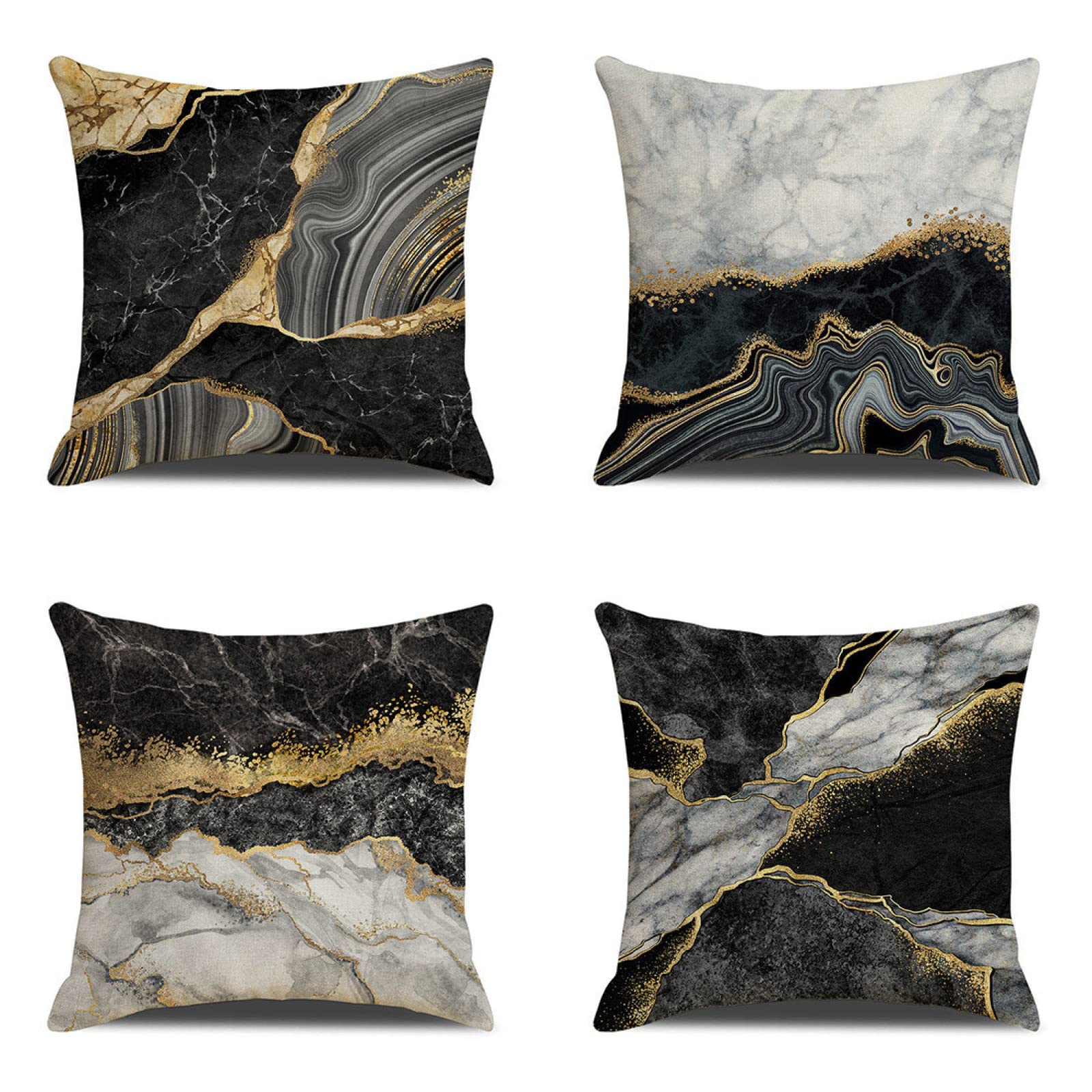 Housses de coussin de canapé 50x50 lot de 4 taies d'oreiller carré lin moderne