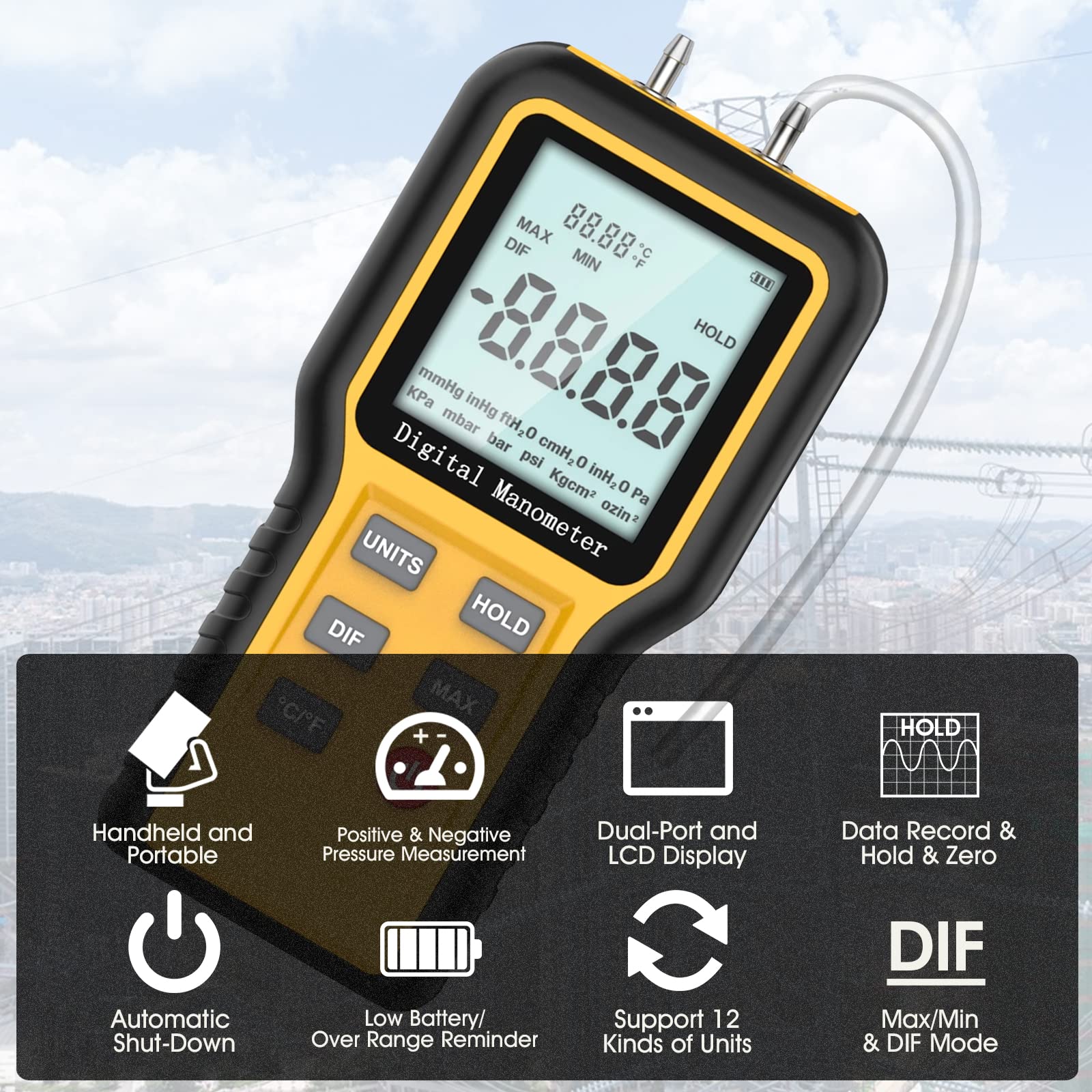 Manomètre, mesureur de pression d'air professionnel
