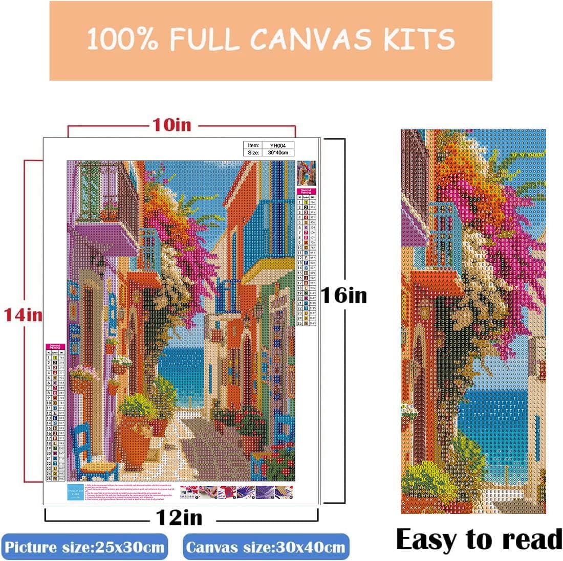 WUSARPLY Seaside Scenery Diamond Painting Kits for Adults, Landscape Diamond Art Kits Full Drill Diamond Dots Paint with Diamonds Gem Arts and Crafts for Beginner Home Wall Decor