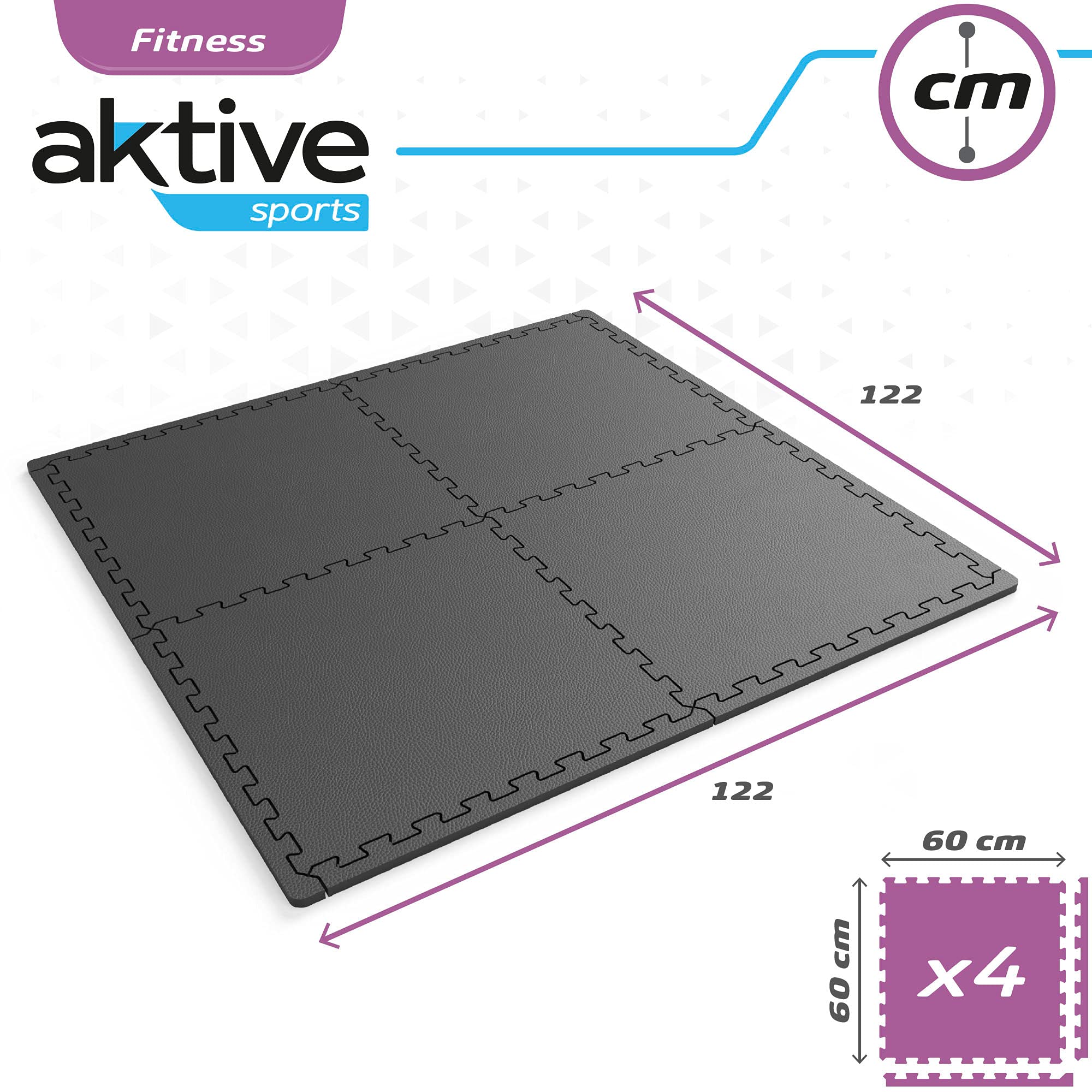 Aktive 52798 - Protector suelo césped, goma EVA, 8 piezas, cada pieza mide 50x50 cm, para piscina desmontable
