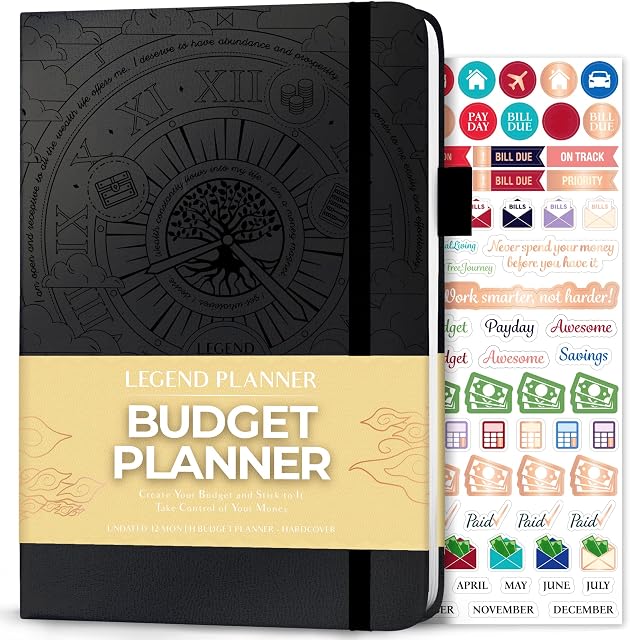 Legend Budget Planner  Deluxe Financial Planner Organizer & Budget Book. Money Planner Account Book & Expense Tracker Notebook Journal for Household Monthly Budgeting & Personal Finance  Black