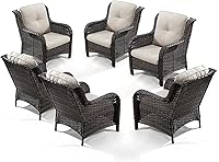 Vista 89 de Juego de 2 sillas de patio giratorias de 360 grados para exteriores y mesa auxiliar a juego – 3 sillas deslizantes de mimbre para patio con cojines