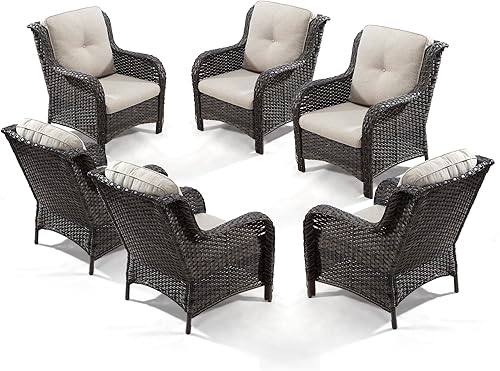 Miniatura 89 de Juego de 2 sillas de patio giratorias de 360 grados para exteriores y mesa auxiliar a juego – 3 sillas deslizantes de mimbre para patio con cojines