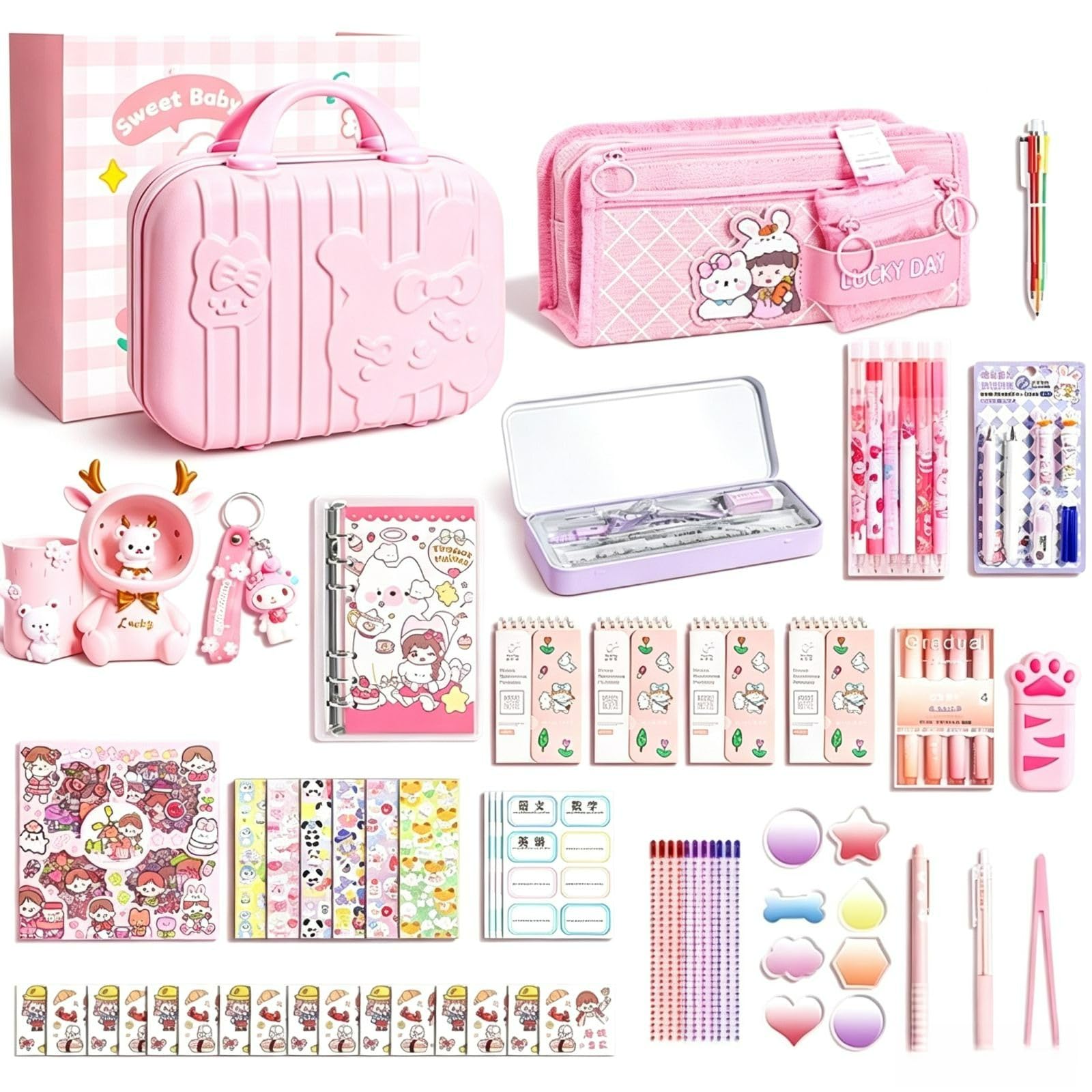 Amazon | ULOVEJOY 女の子向け文房具セット 収納キャリー付き 1‑9 年生