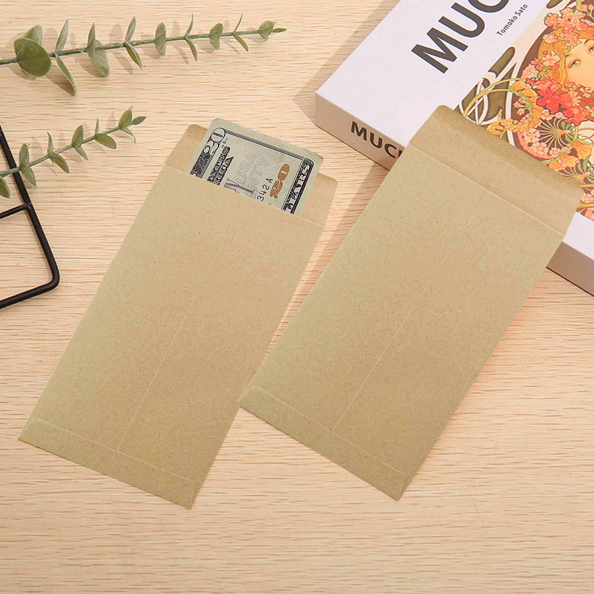 VANRA 150 Buste per Monete in Carta Kraft con Linguetta Gommata 8,9 x 16,5 cm