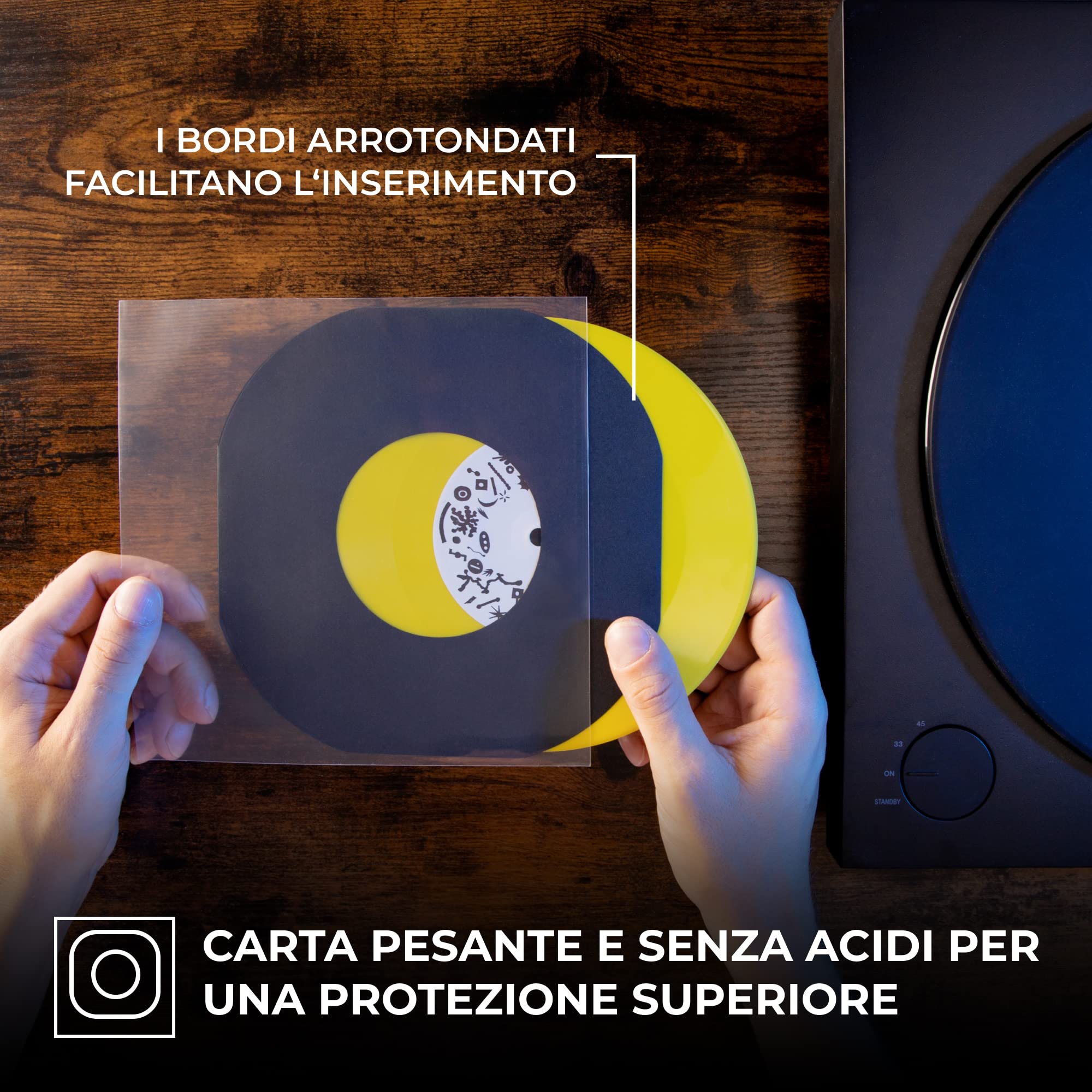 Big Fudge Edizione speciale nera | Buste interne per dischi in vinile 50x | Realizzato in carta pesante e priva di acidi | Copertine per album con angoli arrotondati| Giacche Slim Record | 7"