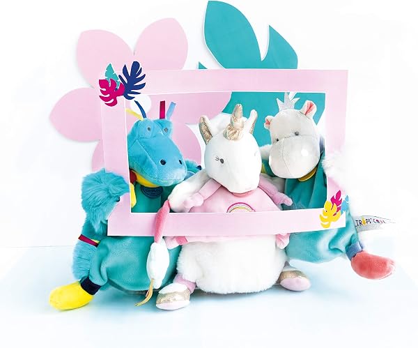 Doudou et Compagnie DC3320 - Marioneta de mano, 25 cm, color rosa y blanco - 2