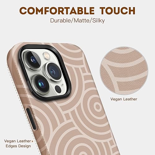 Miniatura 3 de Funda magnética de cuero vegano para iPhone 15 Pro Max con carga inalámbrica, compatible con MagSafe, botones de metal, funda protectora a prueba de