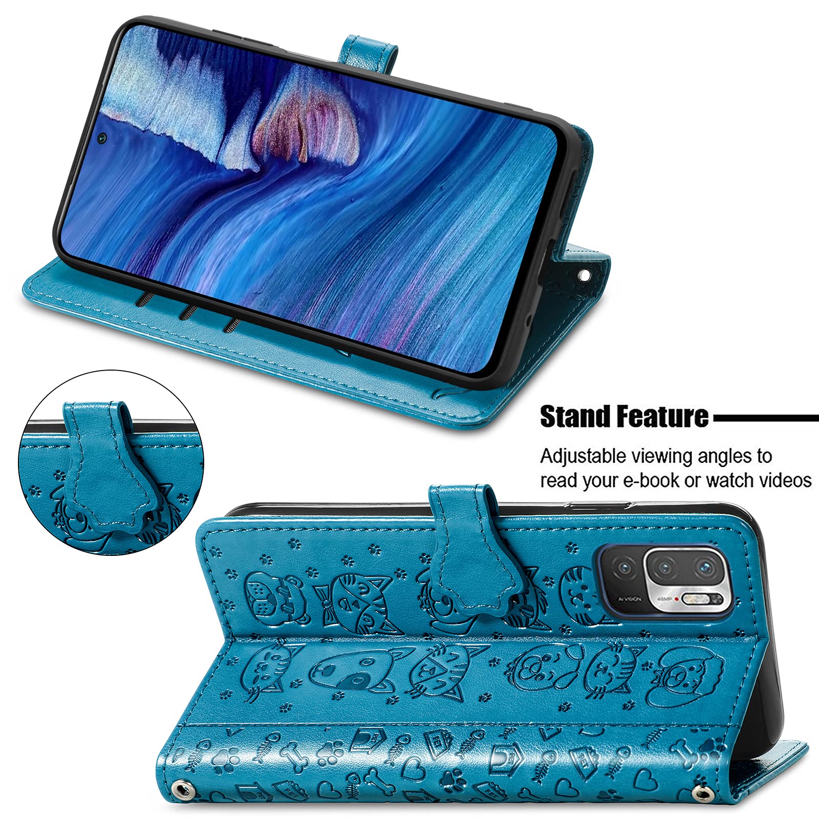 DENDICO Cover per Redmi Note 10 PRO 4G, Antiurto Custodia a Libro in PU Pelle, Protettiva Portafoglio Cover con Supporto per Xiaomi Redmi Note 10 PRO 4G, Oro Rosa