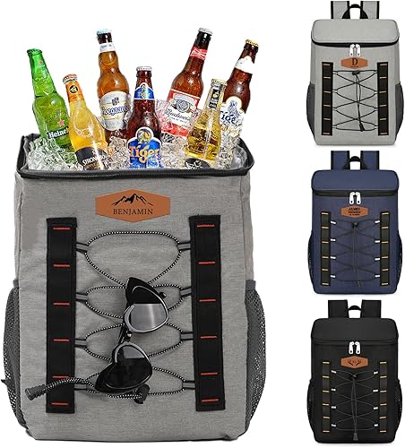 Mochila enfriadora personalizada, mochilas portátiles de campamento con iniciales personalizadas para viajes, senderismo, mochila de picnic en la
