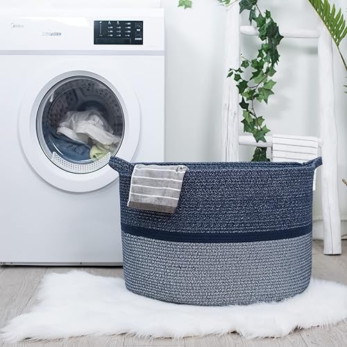 Miniatura 5 de R RUNKA Extra Large Storage Basket 22" x 14", Soft Woven Large Basket with Handles, Basket and Organizer for Laundry, Toys, Books and Baby Blankets