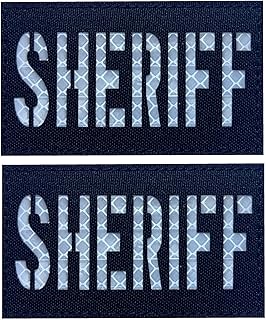 2 Pack Reflective Sheriff Patch US Flag with Hook Back for Service Harness Tactical Vest Collar Hook-Fastener Backing (B--Sheriff)