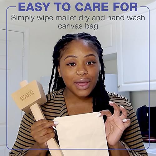 Miniatura 6 de Eparé Lewis Bag & Ice Mallet - Martillo de madera triturador de hielo manual - Bolsa de trituración de lona - Cócteles de barra de hielo triturados