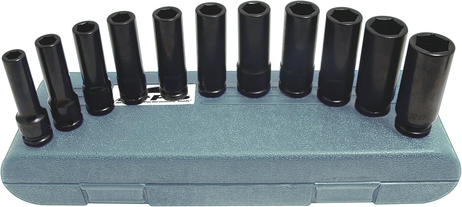 Pit Pro PT2011NS 1/2-Inch Dr. Non-Slip SAE Deep Impact Socket Set, 11-Piece