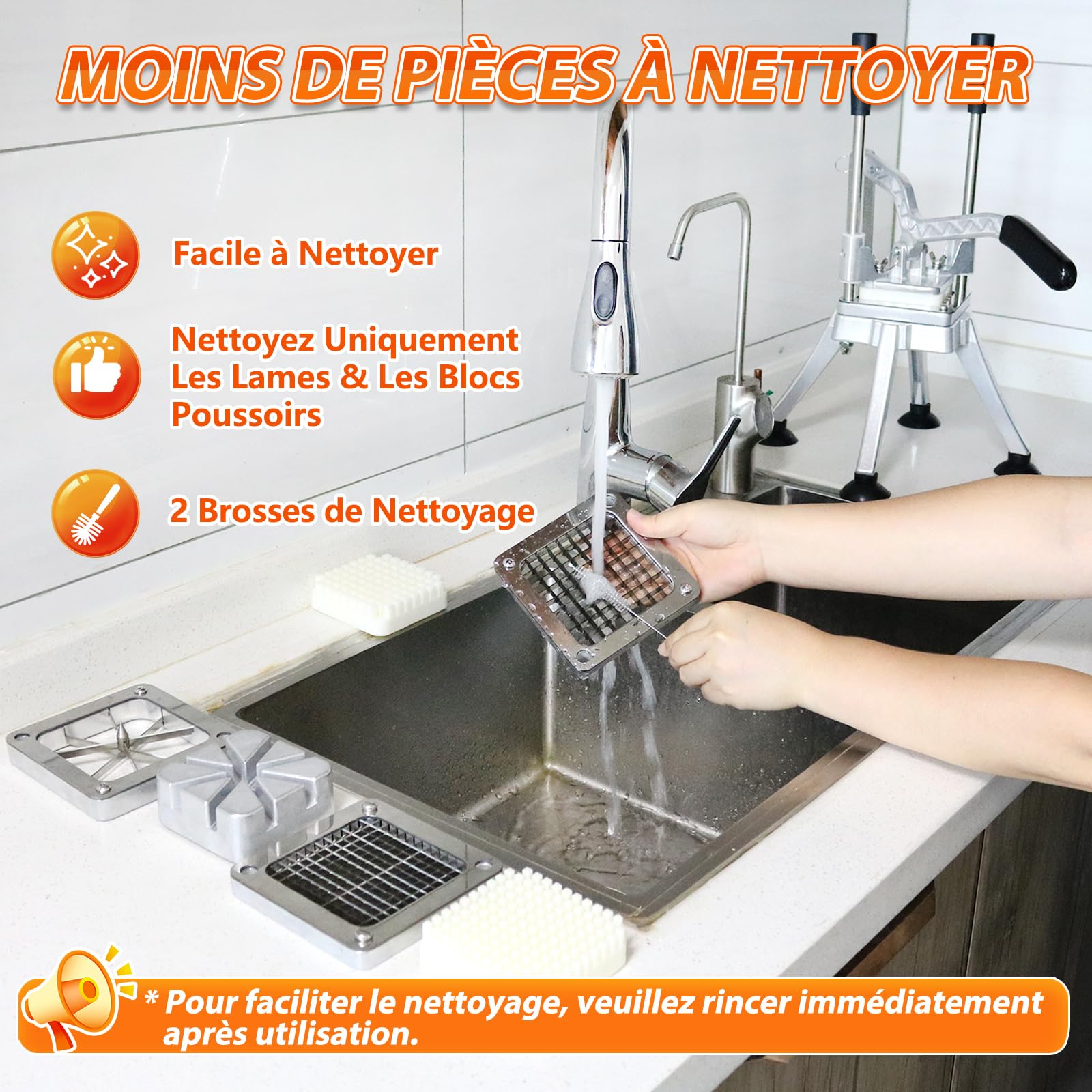 Anatole Coupe-Frites Professionnel Vertical avec 6mm 9mm 13mm Coin Lame en Acier Inox Coupe Pomme de Terre pour Frite Manuel Multifonctionnel pour Carotte Concombre Oignon Citron Fruit