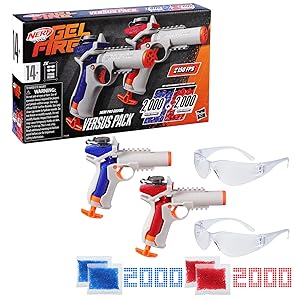 Nerf Pro Gelfire Versus Pack Includes 2 Blasters, 4,000 Gelfire Rounds, 60 Round Capacity, T-Pull Priming, 2 Eyewear, Gifts for Teens Ages 14+