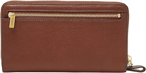 Vista 5 de Fossil Cartera Liza de piel con cremallera alrededor de la cartera con correa retráctil para la muñeca para mujer