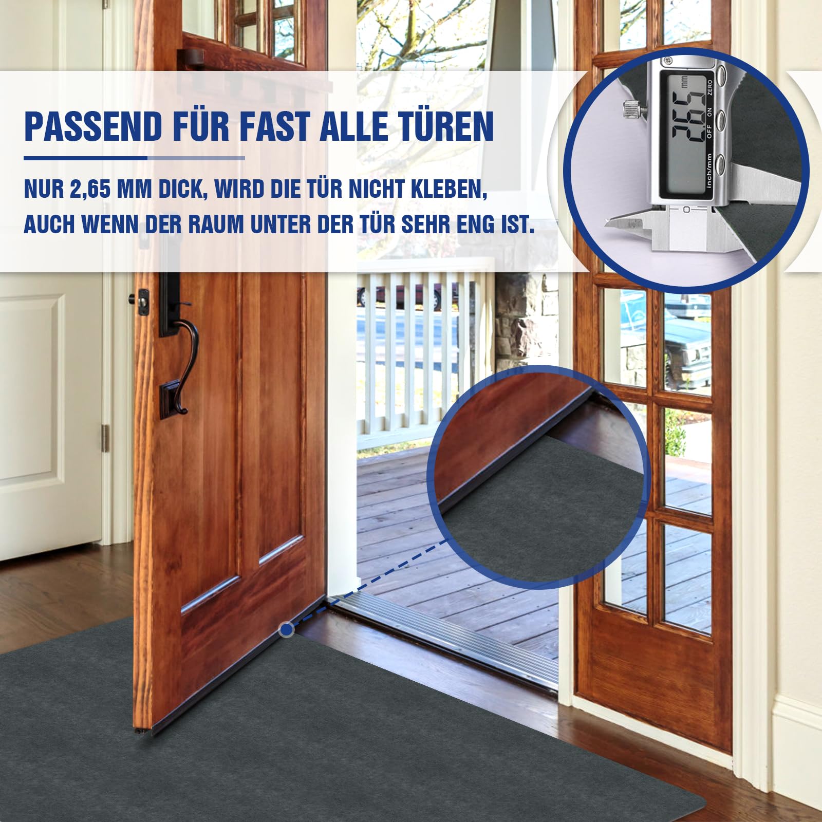 Zerbino per interni, 90 x 150 cm, lavabile, per torre d'ingresso, super sottile, antiscivolo, durevole, tappeto assorbente da cucina, grigio scuro