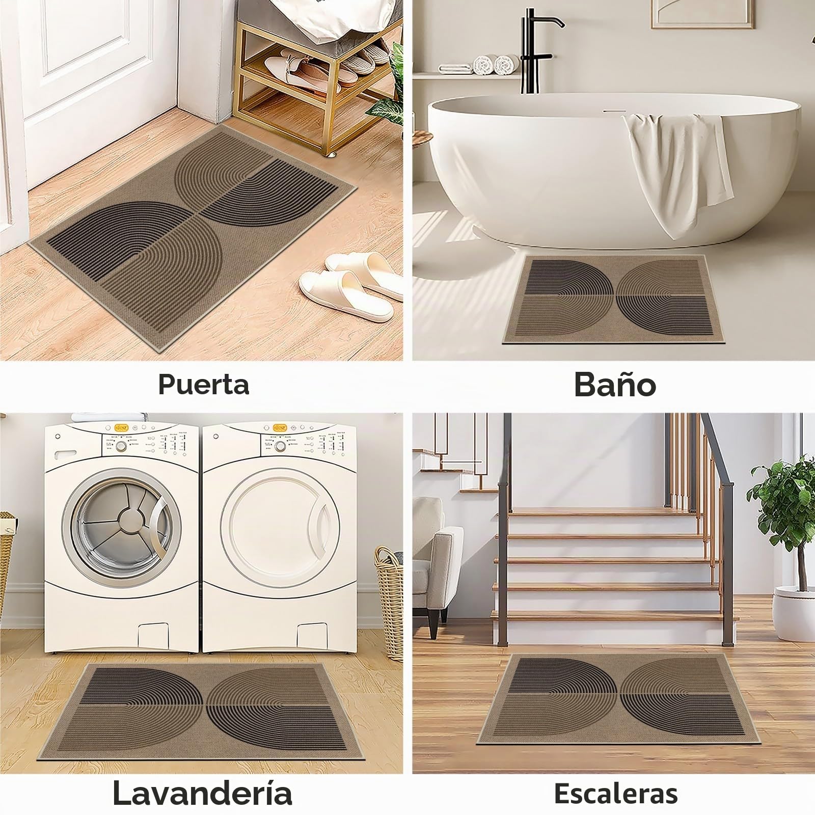 Capslpad Felpudo exterior e interior 60 x 90 cm, aspecto de yute, antideslizante, felpudo fino, lavable, felpudo exterior para puerta de casa, entrada, balcón