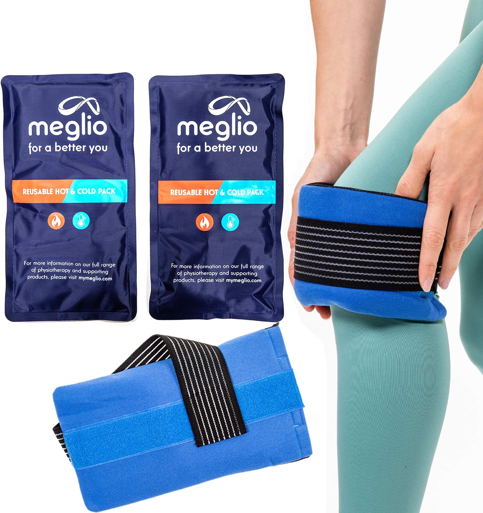 Meglio Hot & Cold Reusable Pack, Flexible & Leak Proof First Aid Helps Relief Pain for Knee, Ankle, Hip, Shoulder, Back Pain Relief, Recover Fast by Reduces Inflammation, Swelling or Headaches (1)