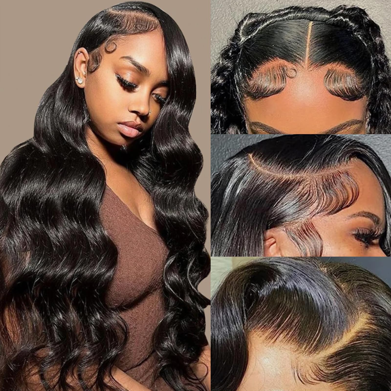 Lace Front Wigs 13x6 HD Pre Plucked Body Wave Lace Frontal Wig for Women 26 Inch Density Transparent Synthetic Heat Resistant Artificial Fiber Human