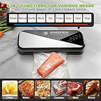 Vista 2 de Máquina selladora al vacío de alimentos – Sellador al vacío compacto multifuncional de 95 kPa con función de vacío externo, modos seco/húmedo con 10