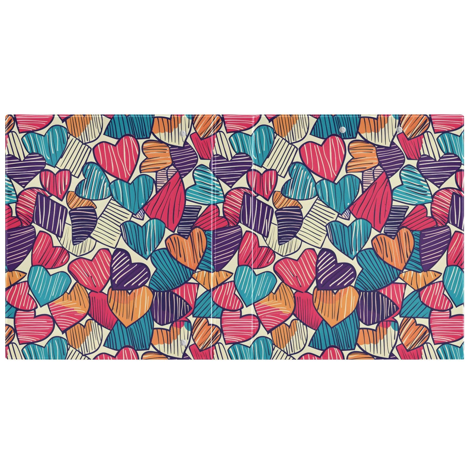 Raccoglitore a 3 anelli disegnato a mano, con cuore rotondo da 3,8 cm, contiene 200 fogli con 3 tasche interne trasparenti in PVC, per scuola e ufficio