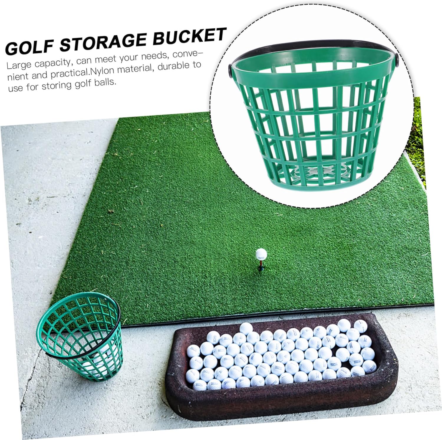 BESPORTBLE Nylon Golf Ball Storage Bucket Plastic Container with Handle for for Outdoor Practice Holds Up to Balls