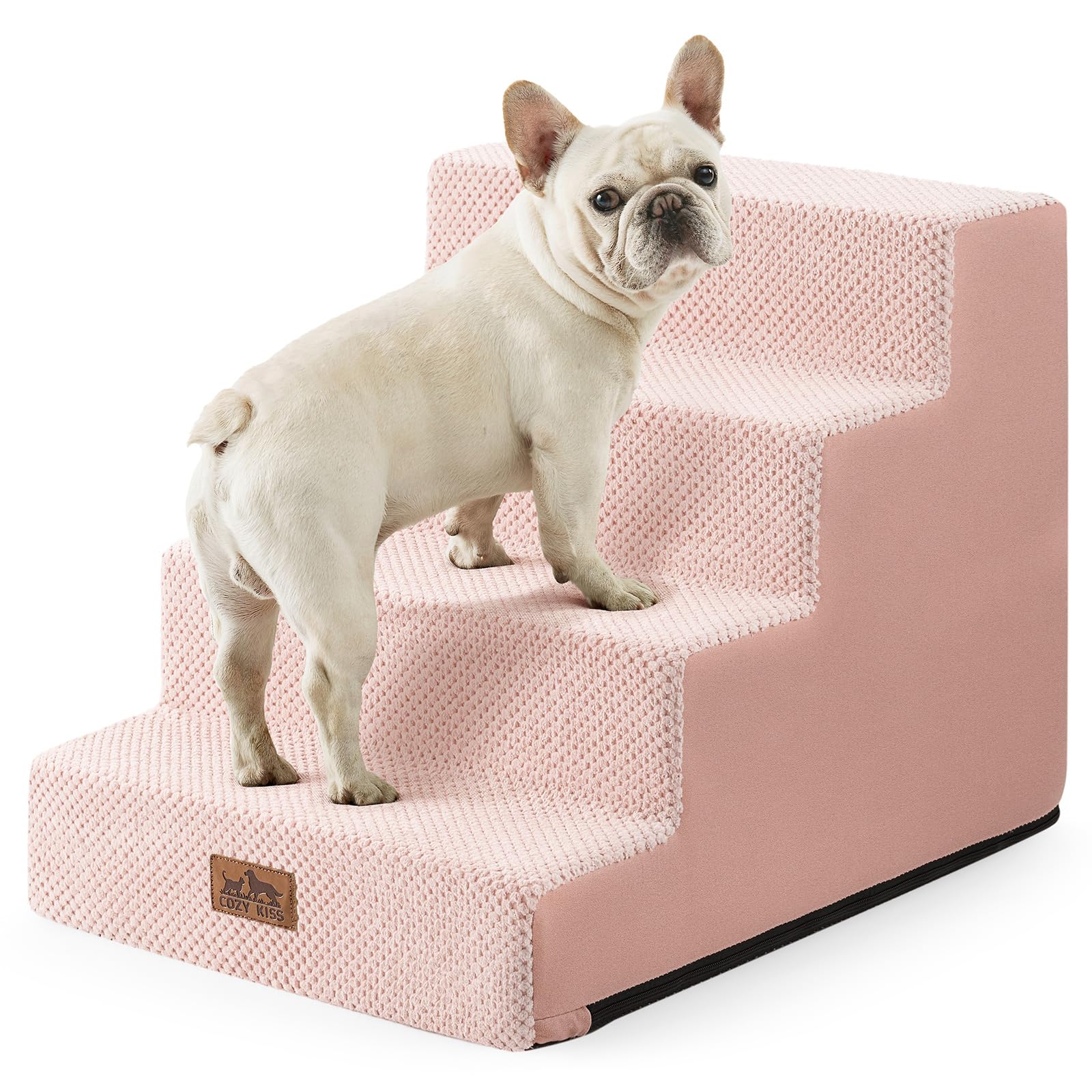 COZY KISS Dog Stairs for Small Dogs, 4 Step Pet Stairs for Beds &amp; Couches