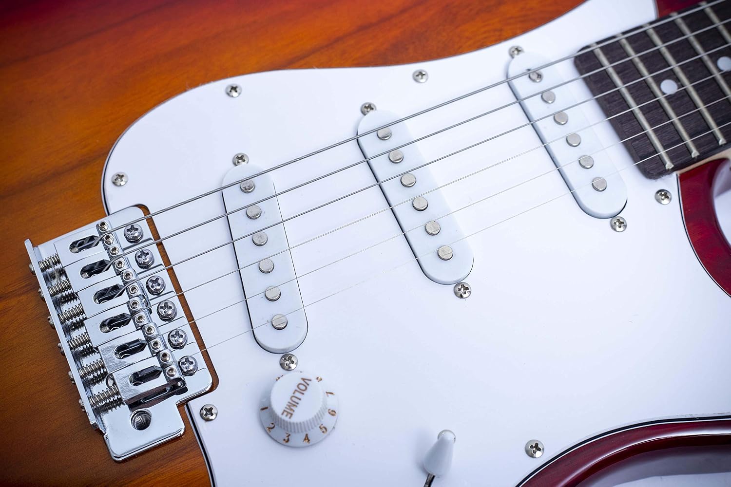 Grote Electric Guitar ST Style Full-Size Printed Pawlonia Solid Body Canadian Maple Neck Chrome Hardware with Gigbag Picks (CS)