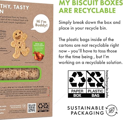 Miniatura 6 de Buddy Biscuits - Golosinas crujientes para perros, pollo asado, caja de 8 onzas