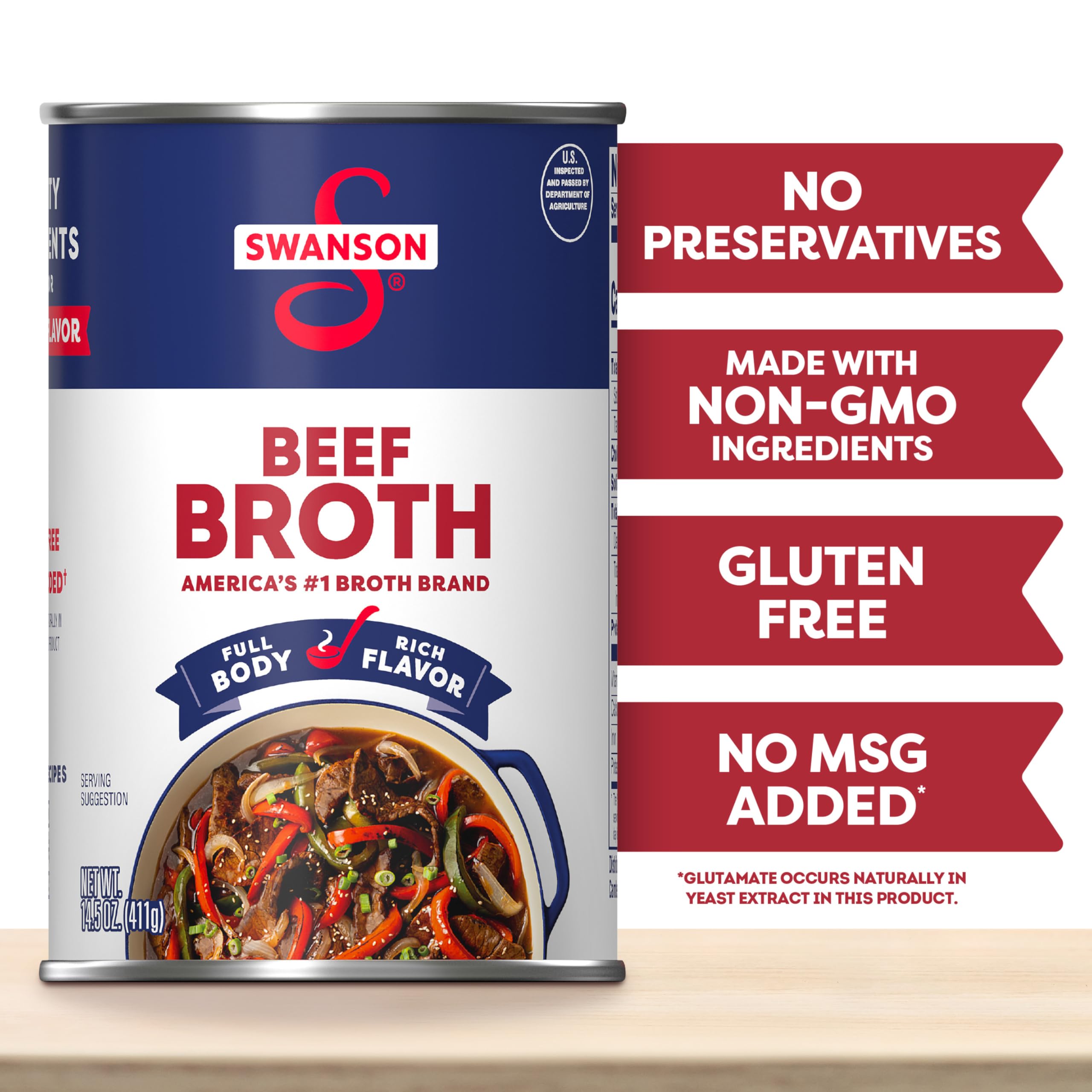 SWANSON S 100% Natural, Gluten-Free Beef Broth, 14.5 Oz Can (Pack of 24)