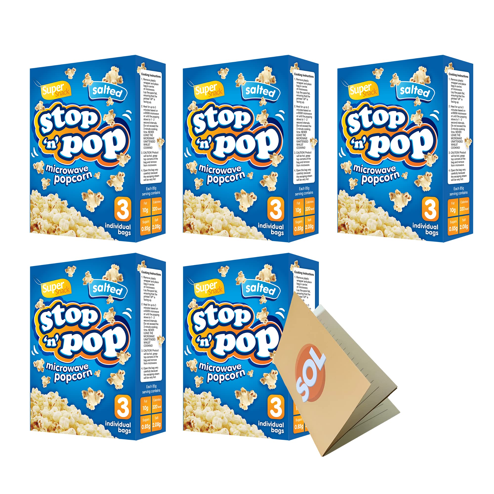15pk x 85g SOL Stop 'n' Pop Microwave Popcorn Salted Popcorn Flavour