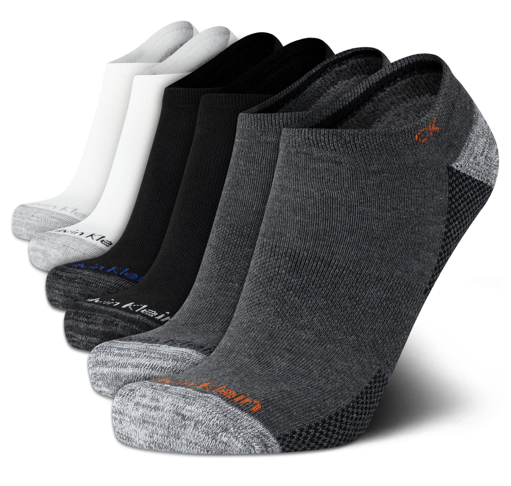 Calvin Klein Mens 6 Pack Soft Cushioned Athletic No Show Socks