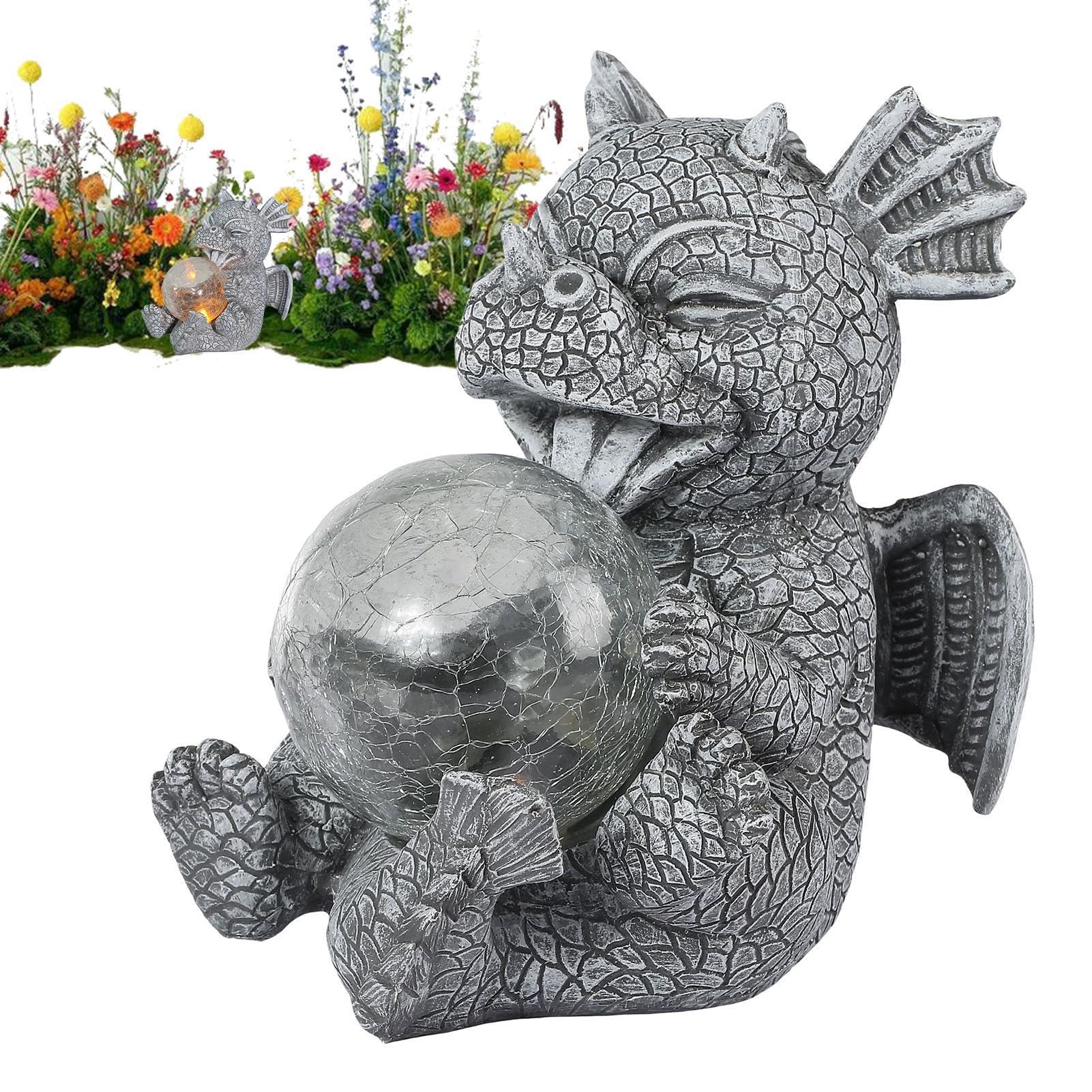 Figurka , żywica dinozaur ozdoba podwórka, solarna kula świetlna statuetka | do dekoracji podwórka, ogrodu i patio
