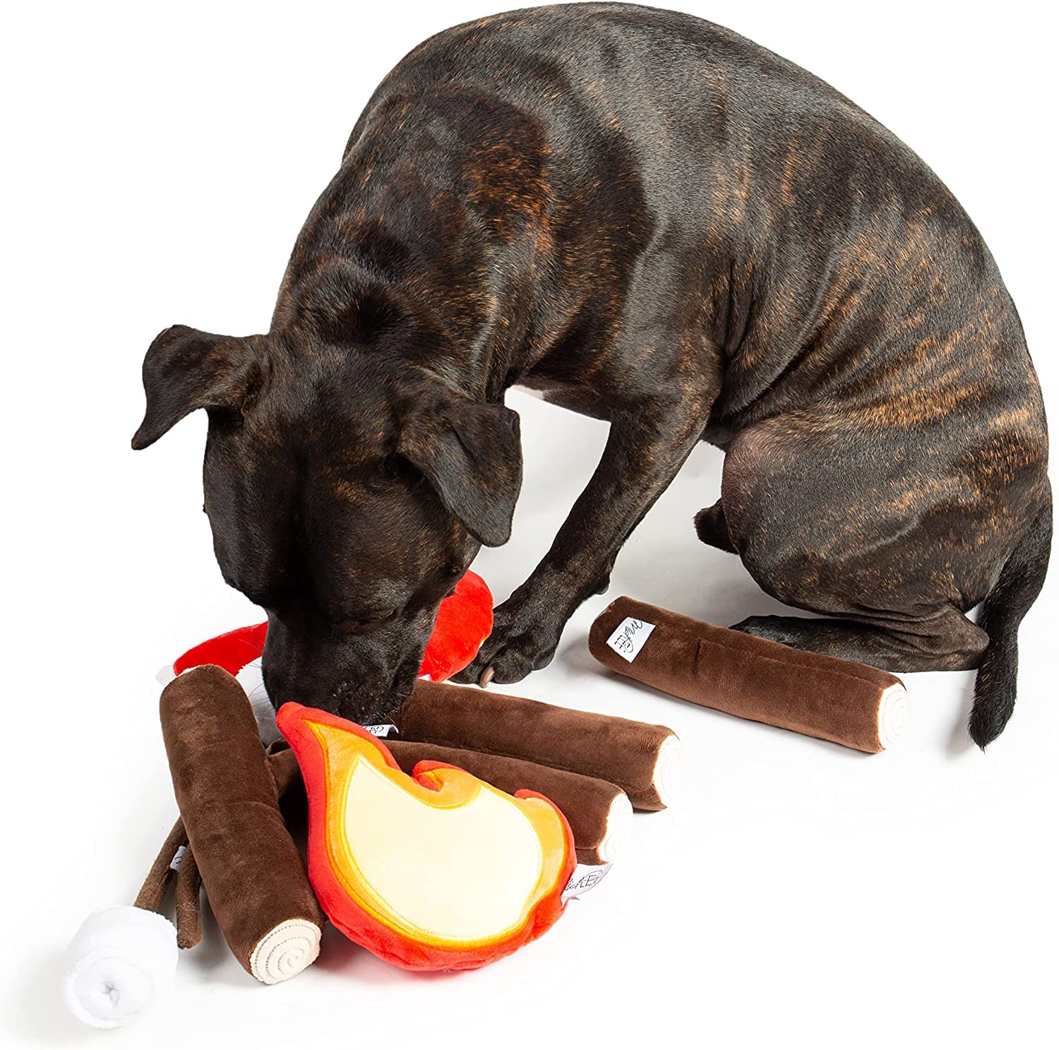 Juguete para perros en una fogata