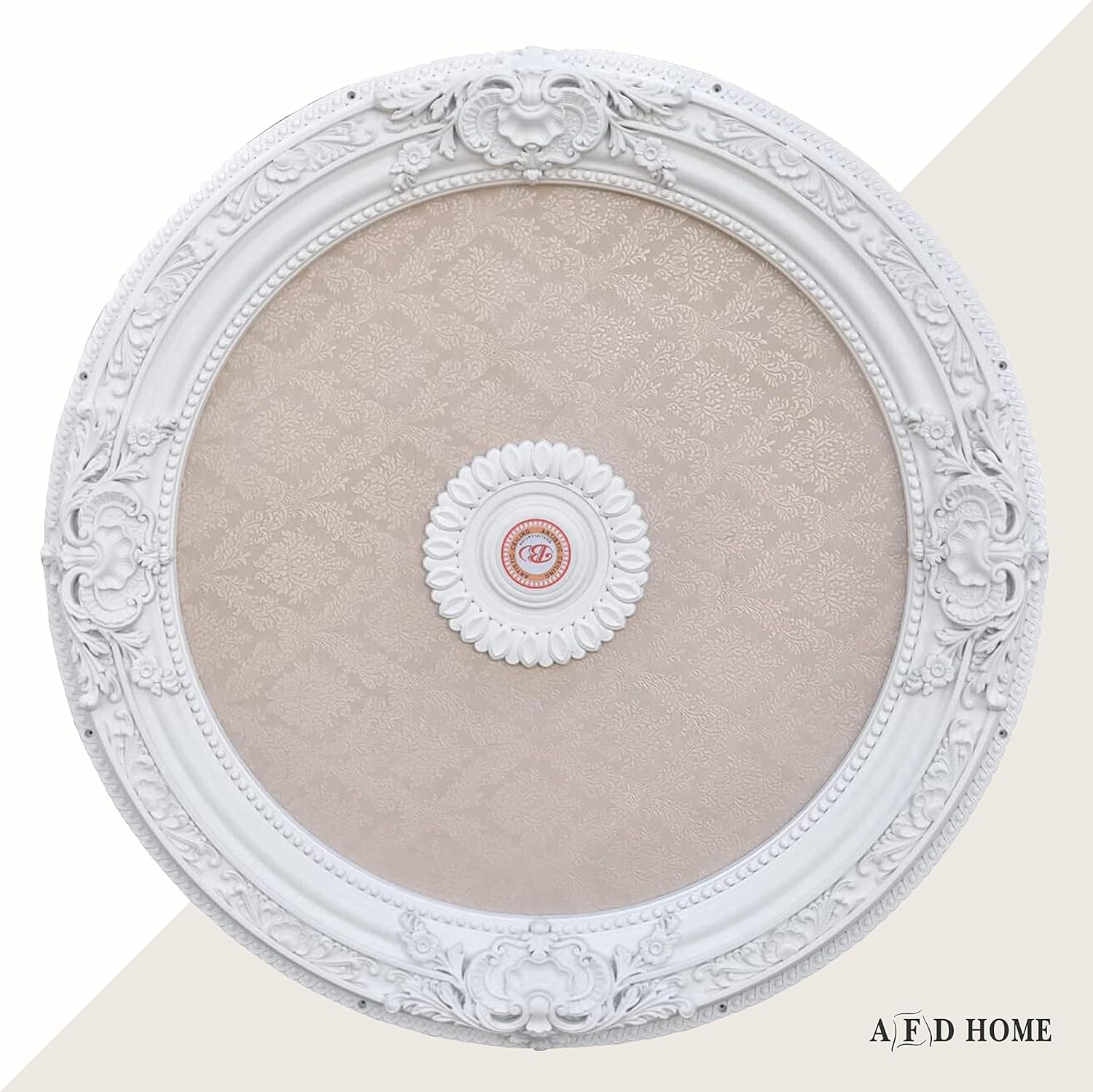 Round Blanco-White Chandelier Ceiling Medallion or Fan Medallion, 36 Inches