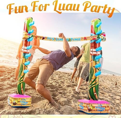 Miniatura 4 de Libima Juego inflable de fiesta de limbo hawaiano, tema tropical, divertido juego hawaiano, accesorios de fiesta, limbo hawaiano inflable para