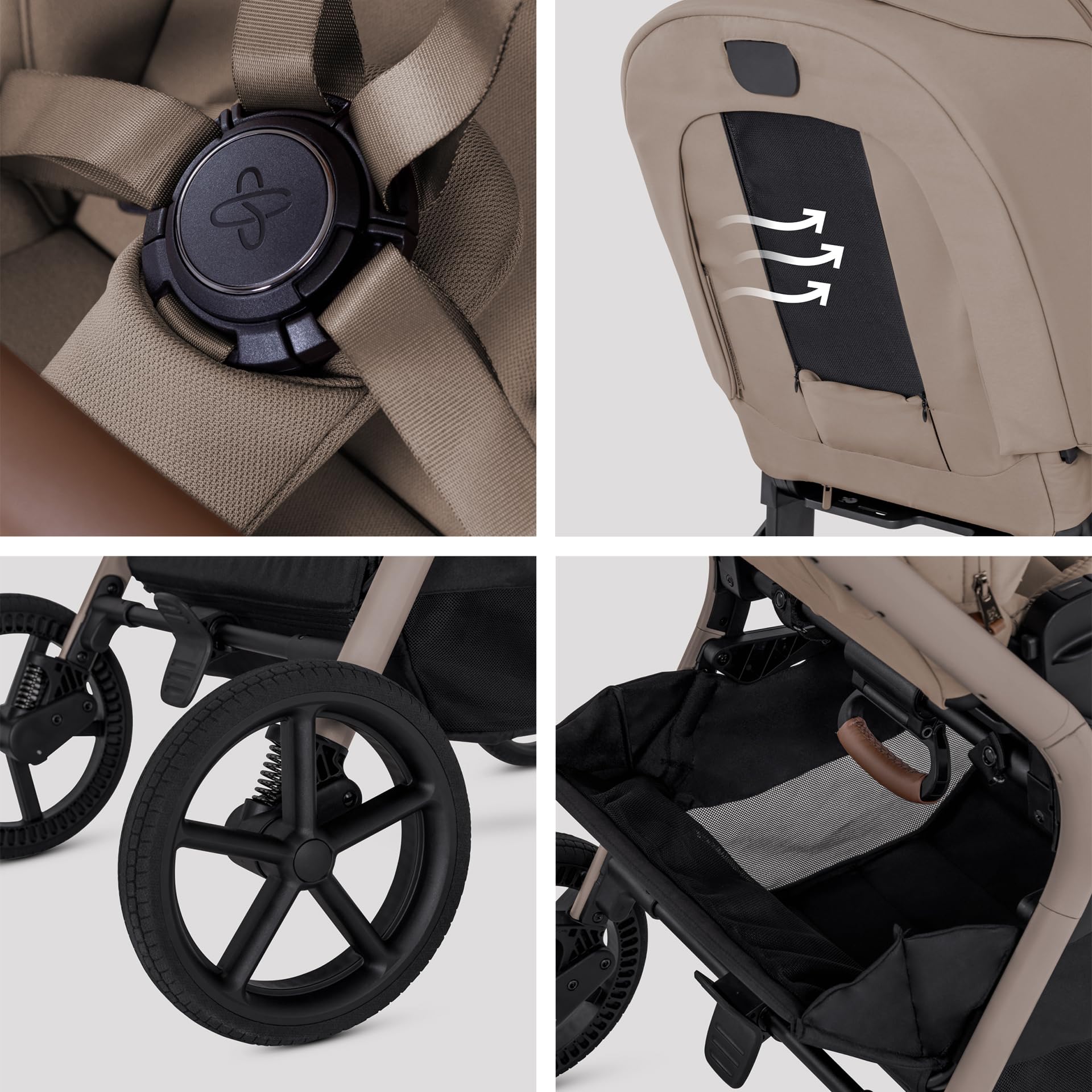 Silver Cross Breez Pushchair - Compact Lightweight Travel System, One-Hand Fold Pushchair with Lie-Flat Seat - Car Seat Compatible - Suitable from Birth to 4 Years (22kg) - Champagne — view 4