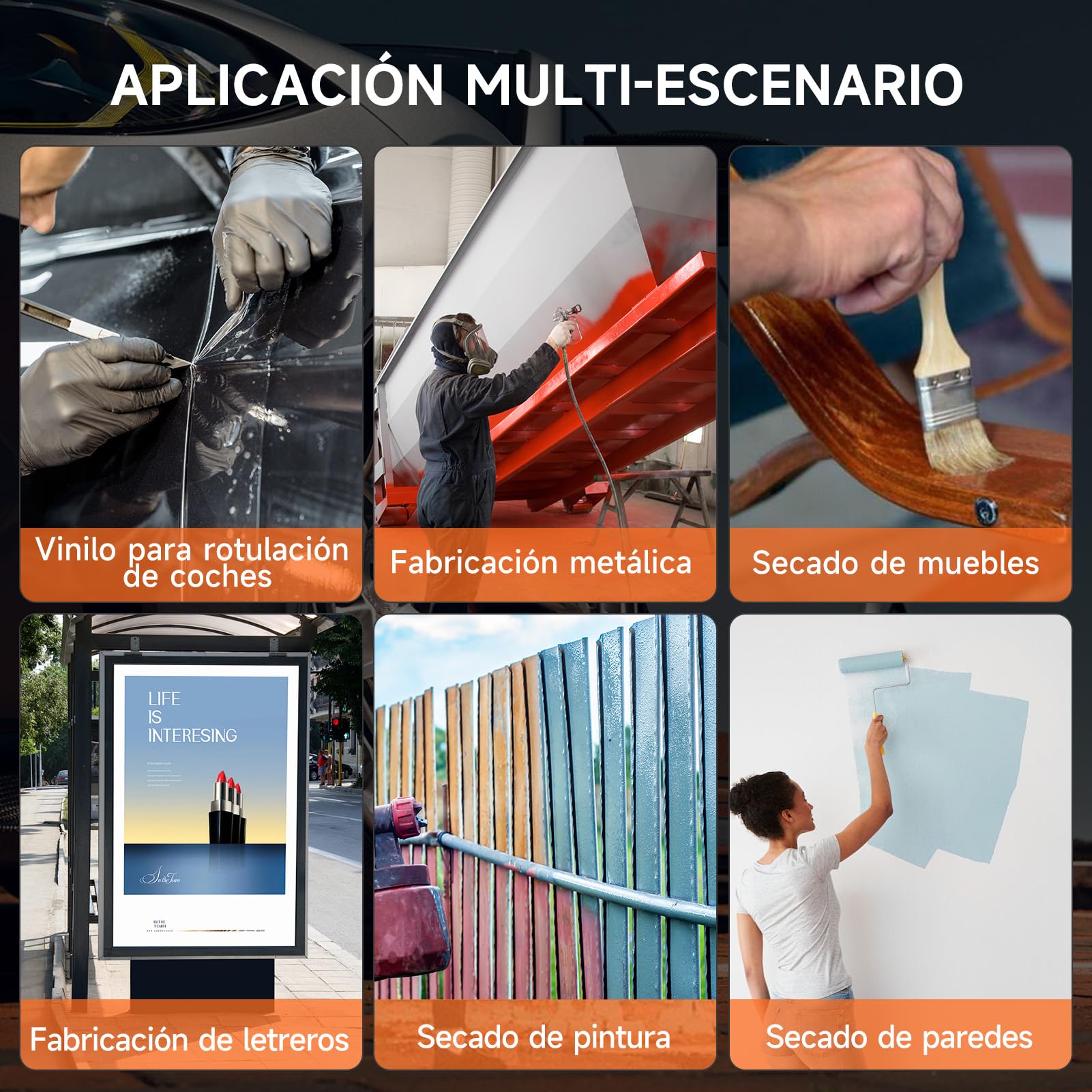 DATOUBOSS Lámpara de Curado Pintura Infrarrojos 2000W 230V Secador Infrarrojos Pintura Portátil para Reparación de Carrocería y Trabajos de Pintura Automotriz (350×400 mm)