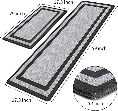 Miniatura 102 de Mattitude - 2 tapetes acolchados antifatiga, antideslizantes, impermeables, ergonómicos para estar de pie cómodamente en la cocina, suelo, oficina