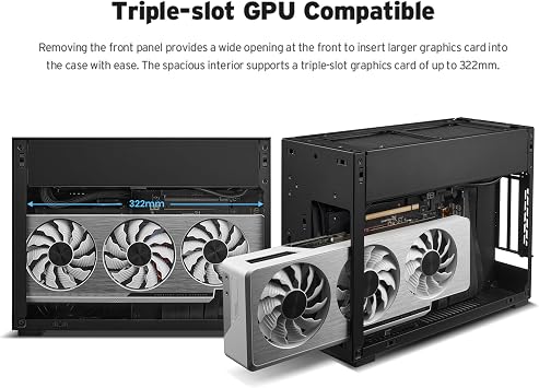 Lian Li A4-H2O Mini-ITX PC Case, Triple-Slot Mount GPU, Aluminum Exterior & SPCC Steel Interior, 240mm AIO, SFX Sandwich Layout, PCIe 4.0, Supports SFX/SFX-L PSU (A4-H2O A4 Black)