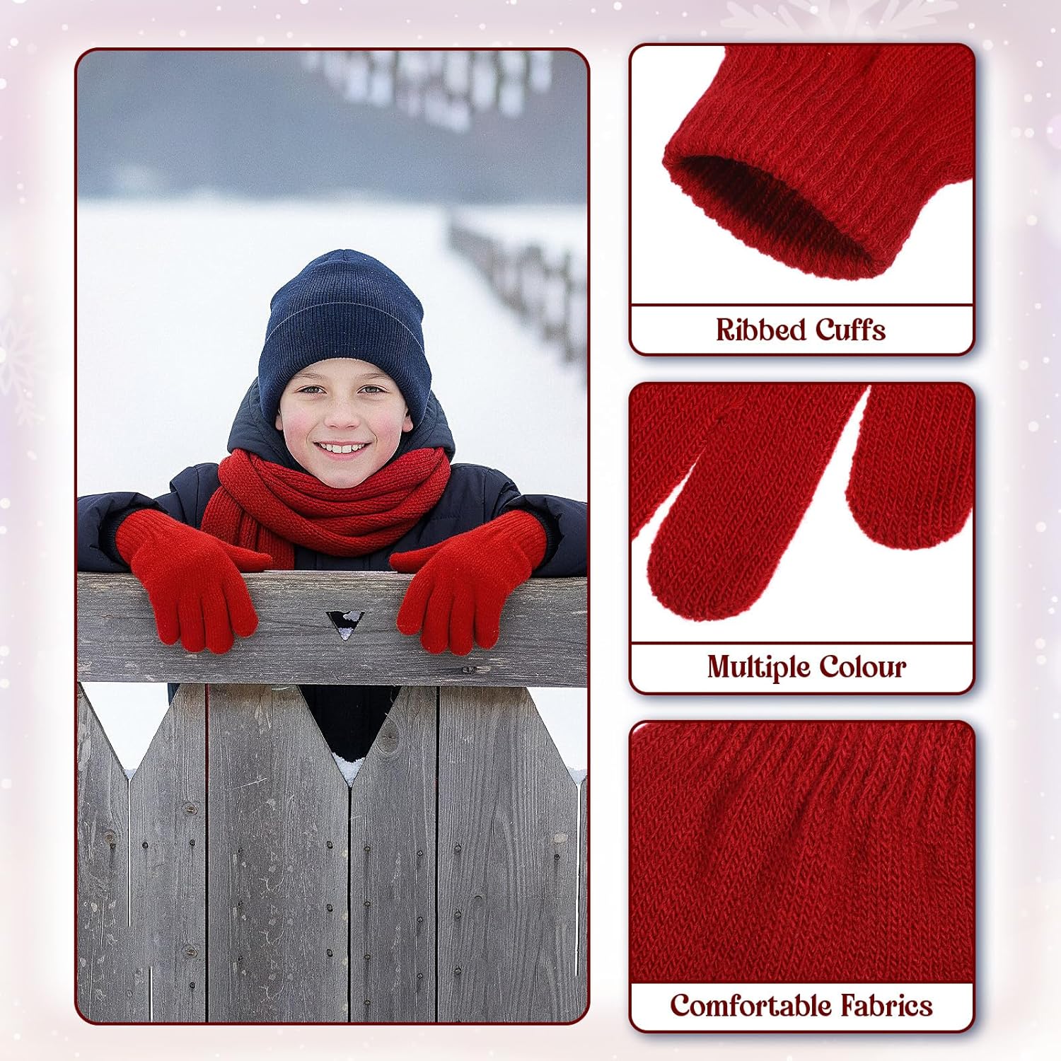 Grevosea 10 Pairs Kids Winter Gloves Full Fingers Knit Stretchy Warm Gloves Black Glove Bulk for Boys Girls 5.5" 3-10 Years - Image 3