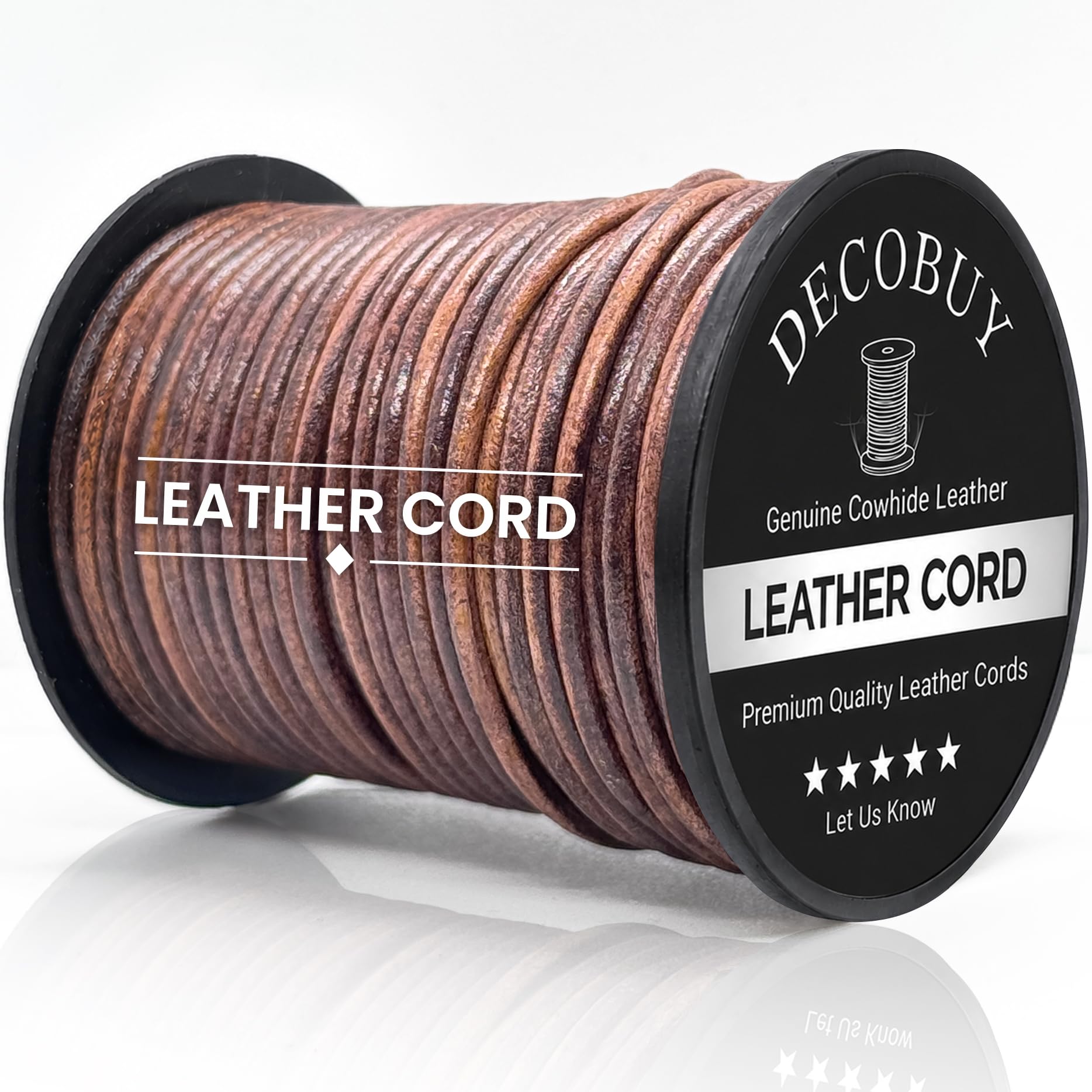 Cuerda de cuero redonda de 2 mm, cuerda de 27 yardas para hacer joyas, pulseras, collares, trenzas de Kumihimo, envolturas, manualidades, hobby y proyectos de bricolaje, marrón tostado envejecido