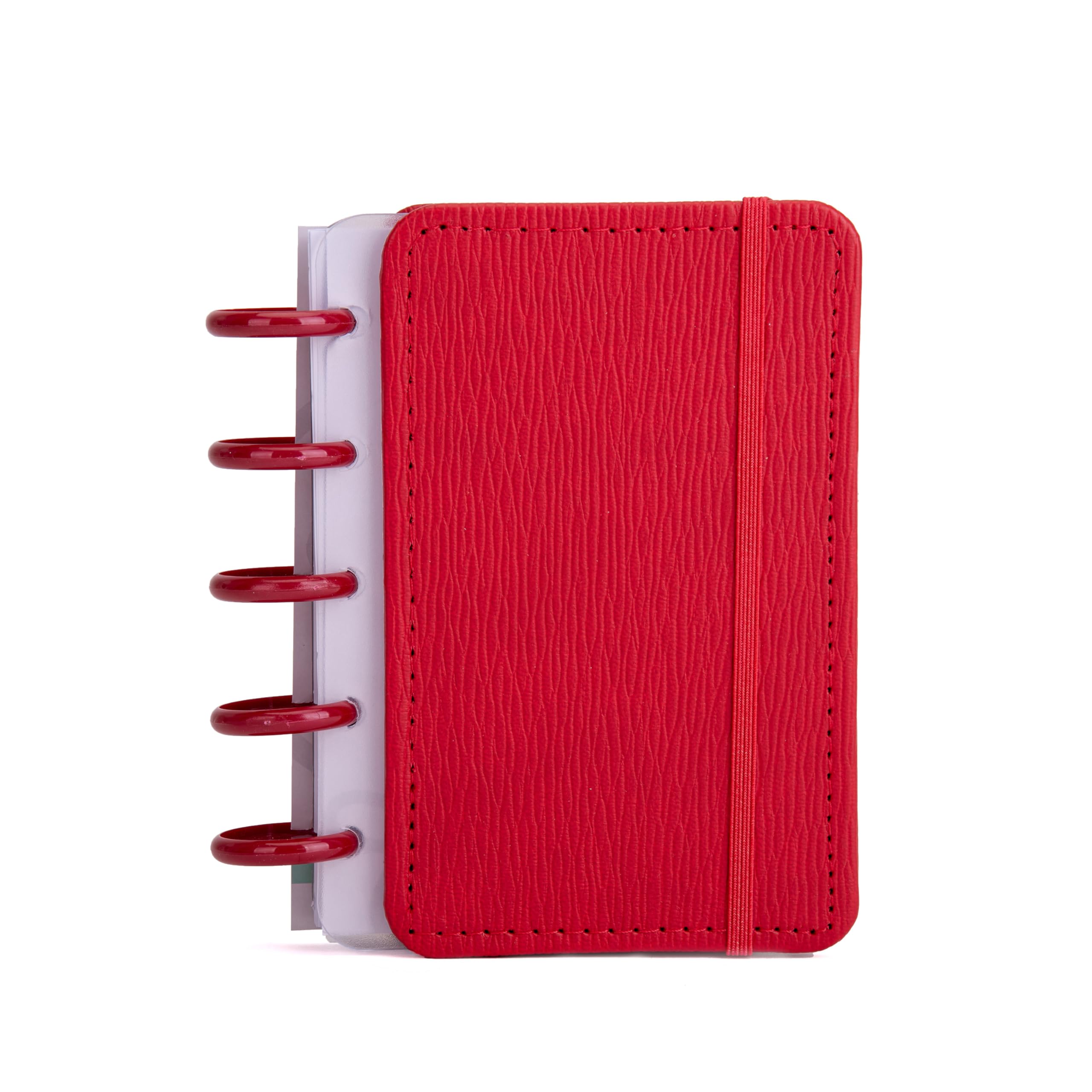 Talia Discbound Notebooks, Planner, Customizable, Mini, A6 (4"x5.75") (Red)