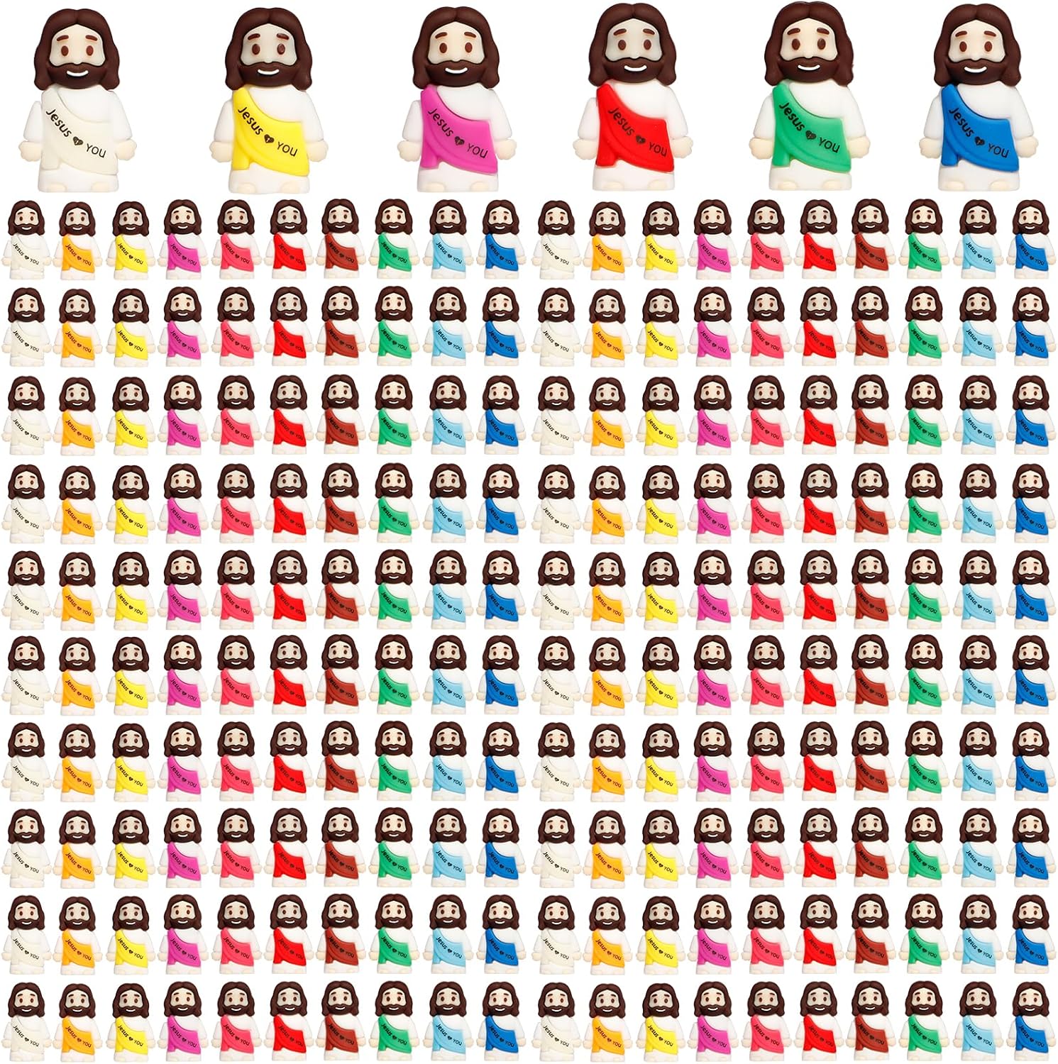 40PCS Little Jesus Figures, 10 Color Tiny Jesus Figurines in Bulk, Mini Jesus Figure Religious Gifts, Christian Mothers Day Teacher Appreciation Gifts for Kids Women Mom (40PCS)